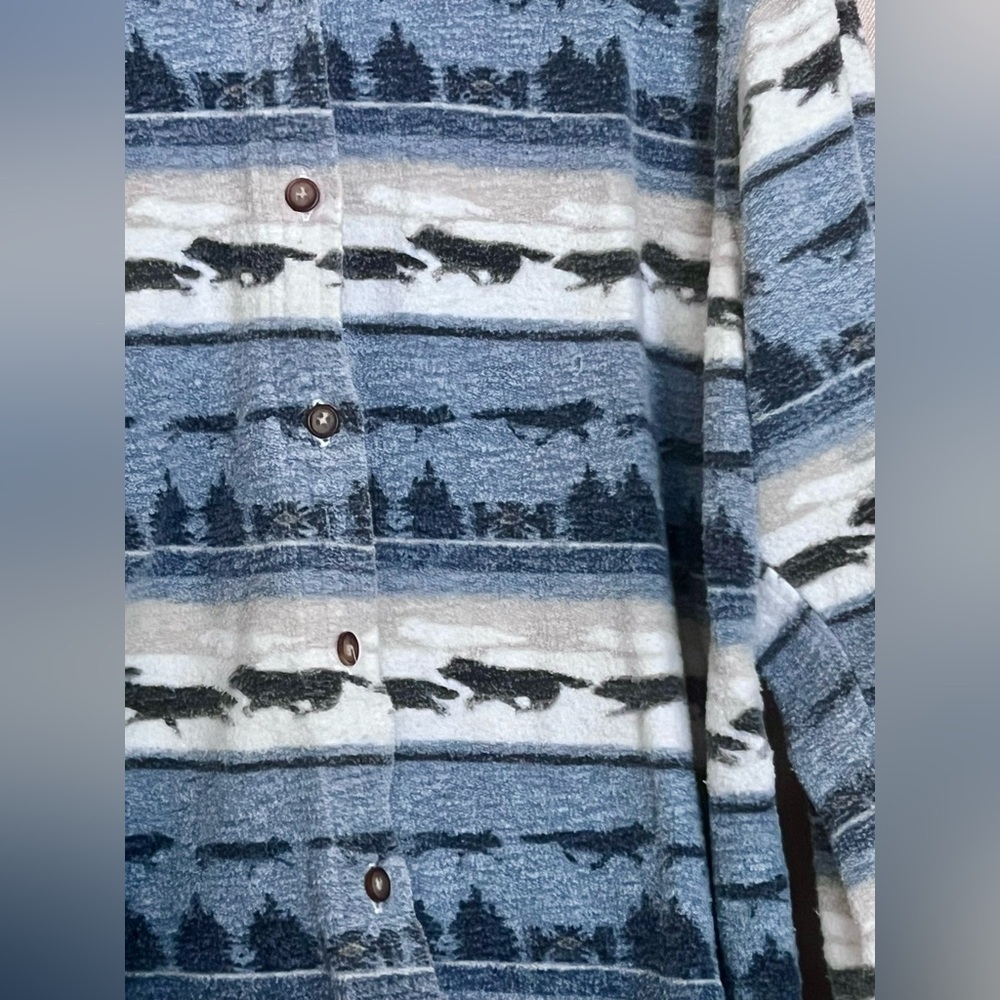 RedHead For Her Blue Bear Wildlife Flannel Shirt Jacket L - Picture 4 of 6